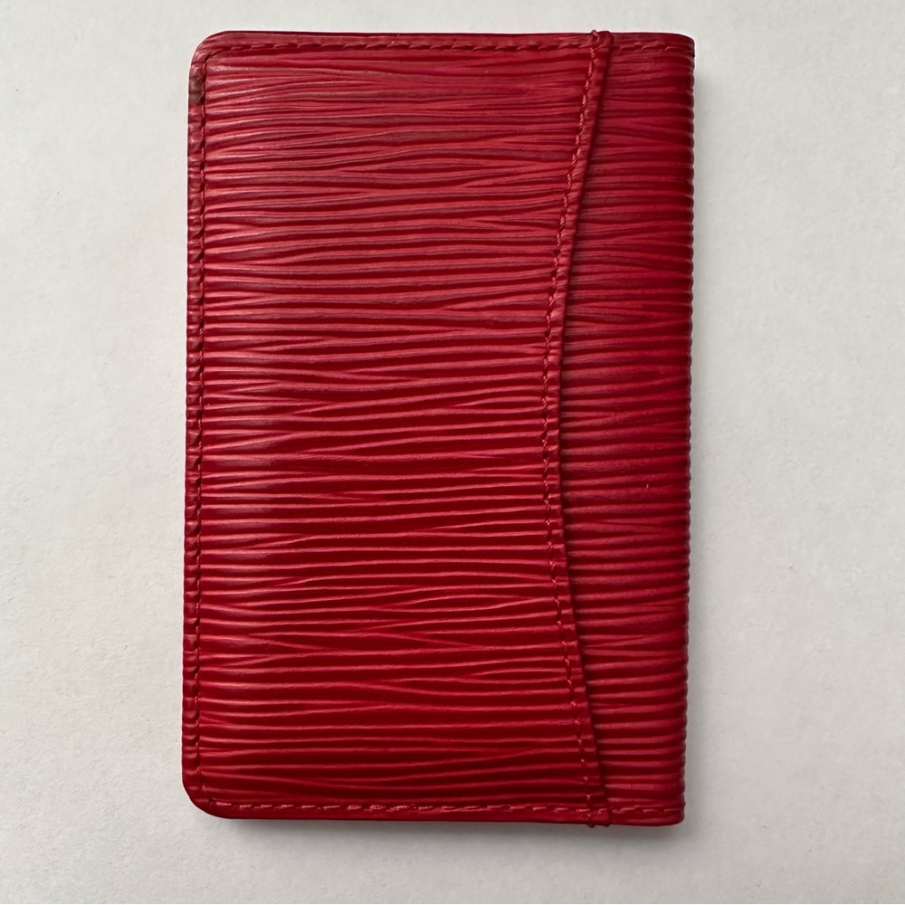Louis Vuitton Epi Card Holder Red Leather Unisex Bifold Wallet Authentic - Picture 4 of 6